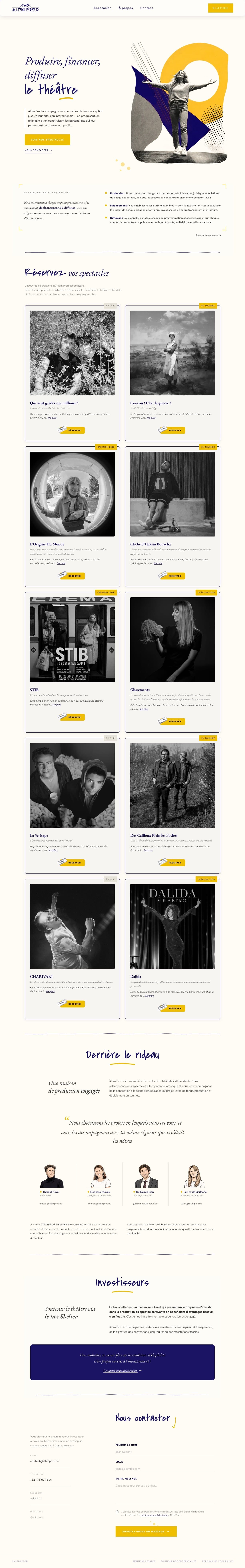 Page d'accueil du site d'Altim Prod, la page entière