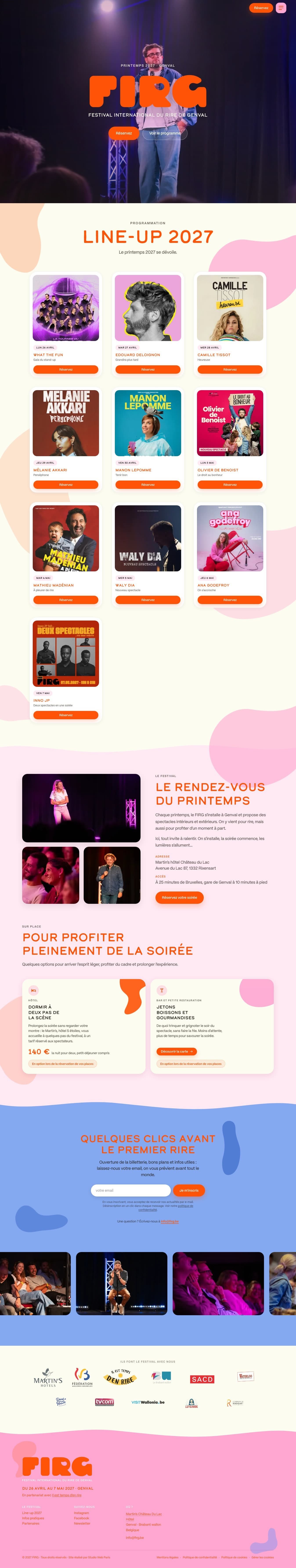 Page d'accueil du site du Festival International du Rire de Genval